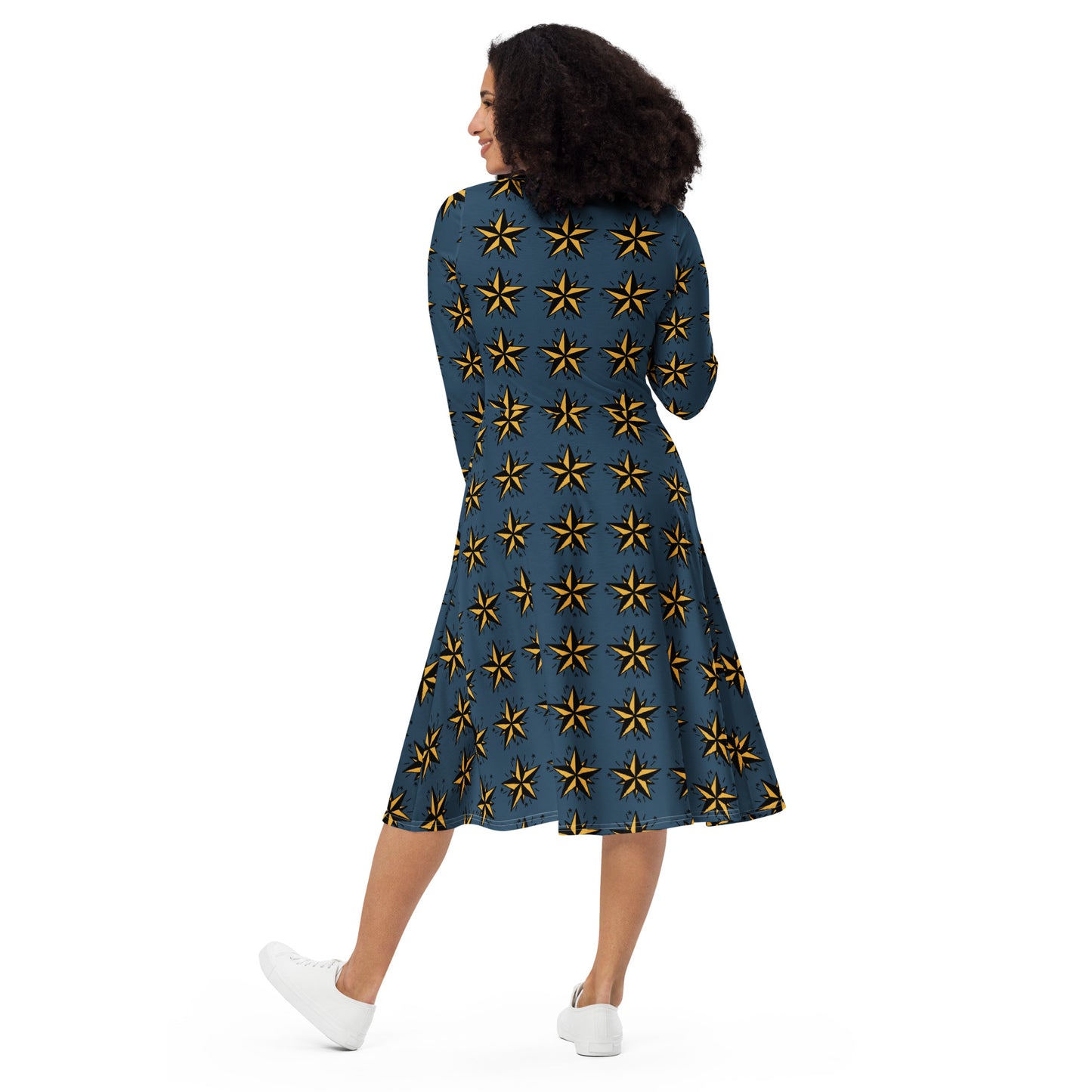 All Star All-over print long sleeve midi dress