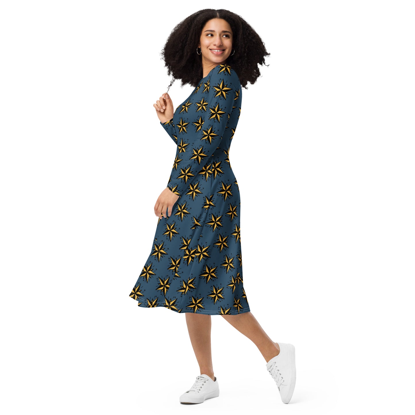 All Star All-over print long sleeve midi dress