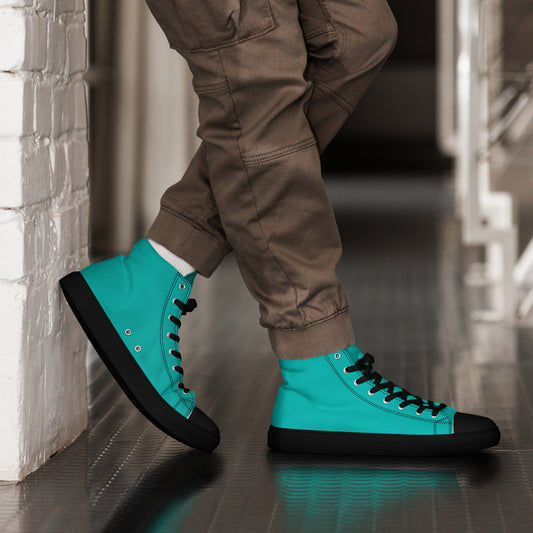 Teal Men’s high top canvas shoes