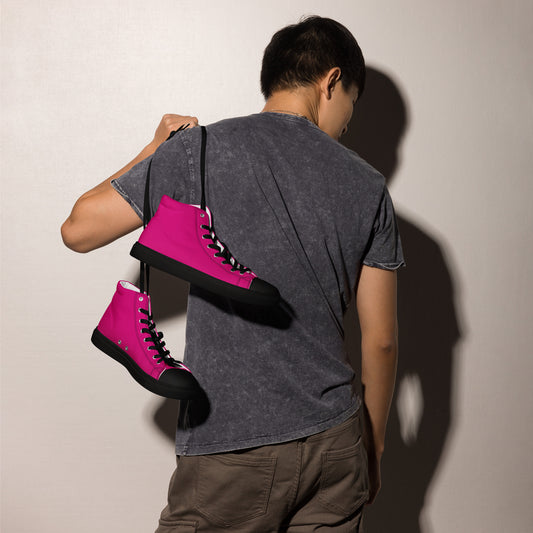 Magenta Menace Men’s high top canvas shoes