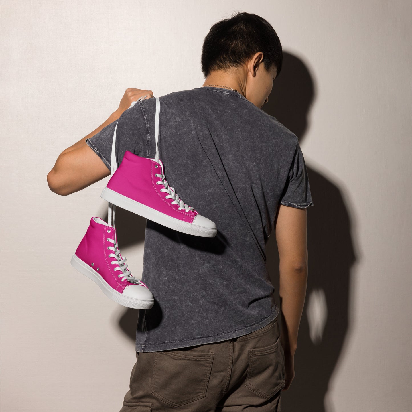 Magenta Menace Men’s high top canvas shoes