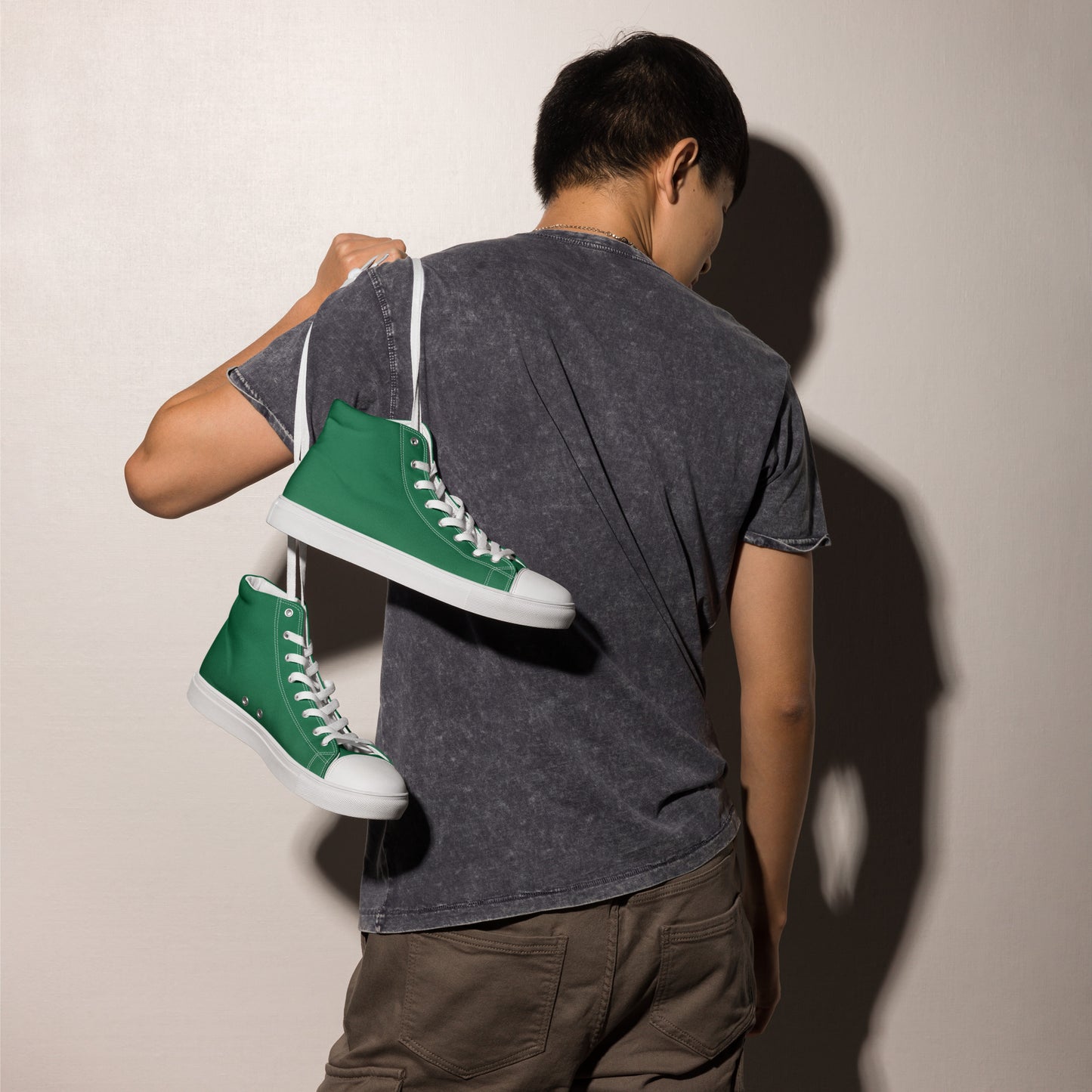 Kelly Green Men’s high top canvas shoes