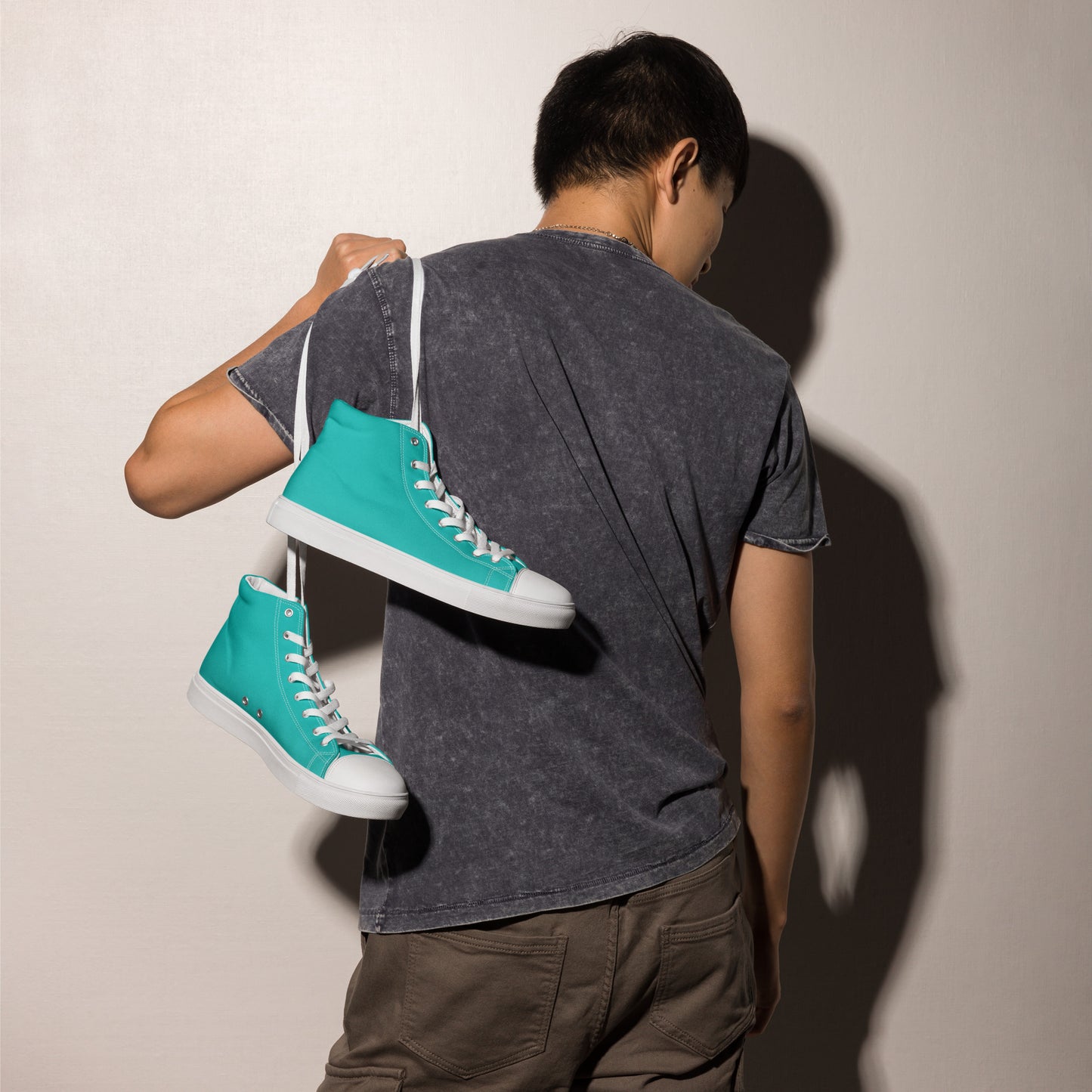 Teal Men’s high top canvas shoes