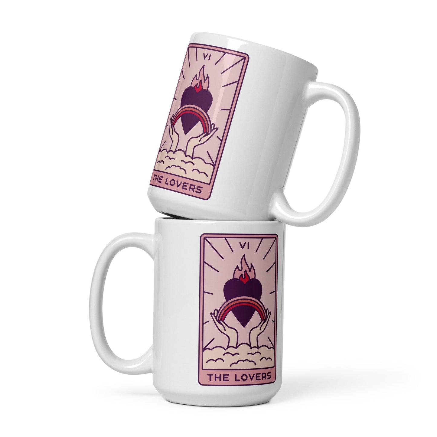 The Lovers Tarot White glossy mug