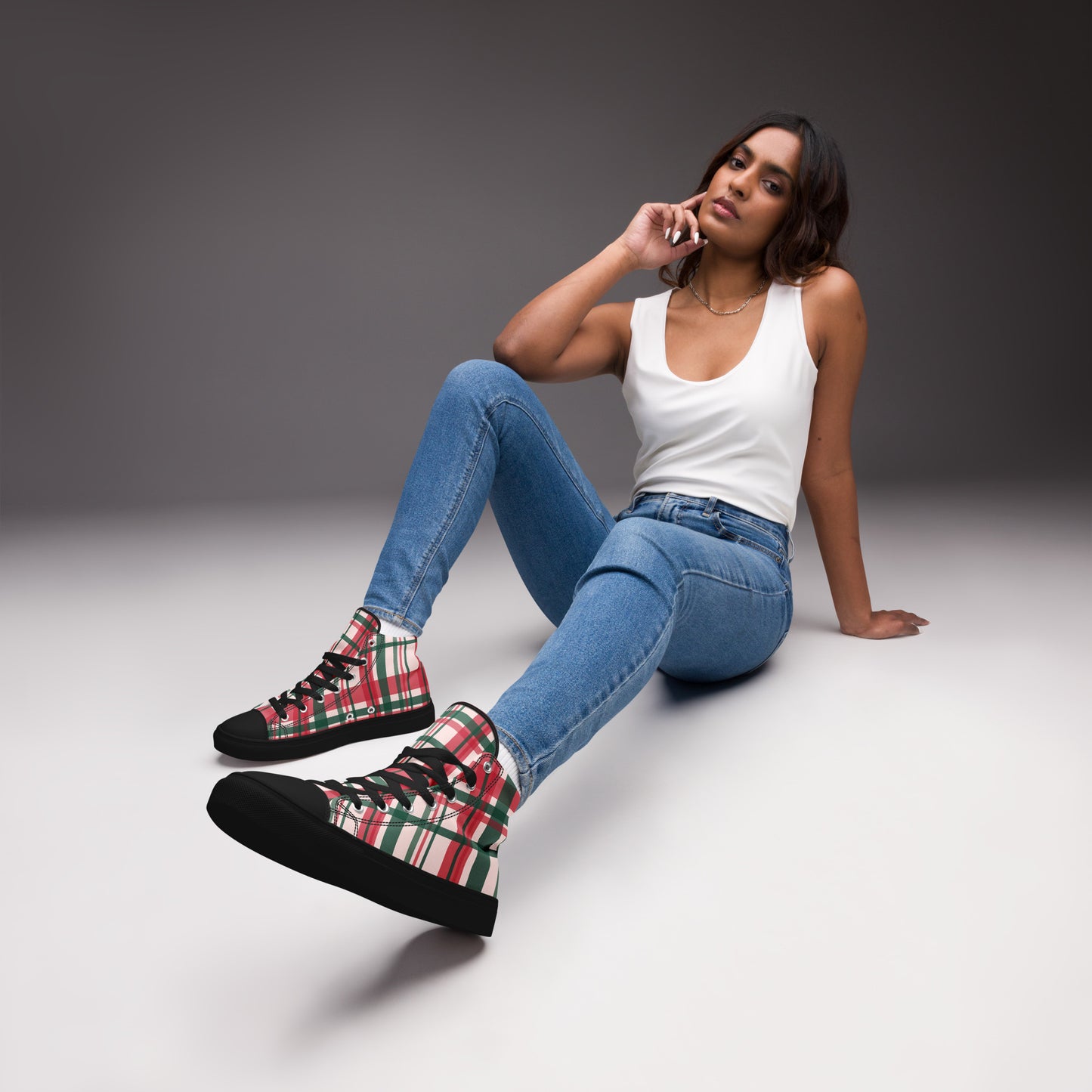 Winter Plaid Women’s high top canvas shoes